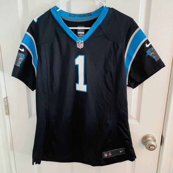 Carolina Panthers Jersey Womens XL Black NFL Cam Newton #1 Nike On Field - Picture 1 of 8